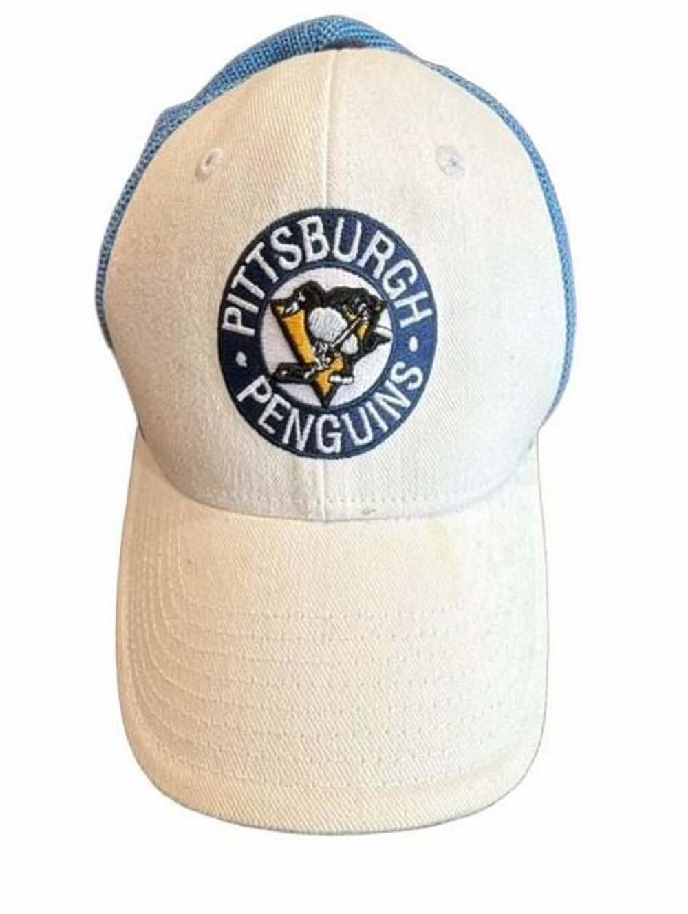 Reebok Pittsburgh Penguins NHL Vintage Crest Trucker Hat Light Blue White L/XL